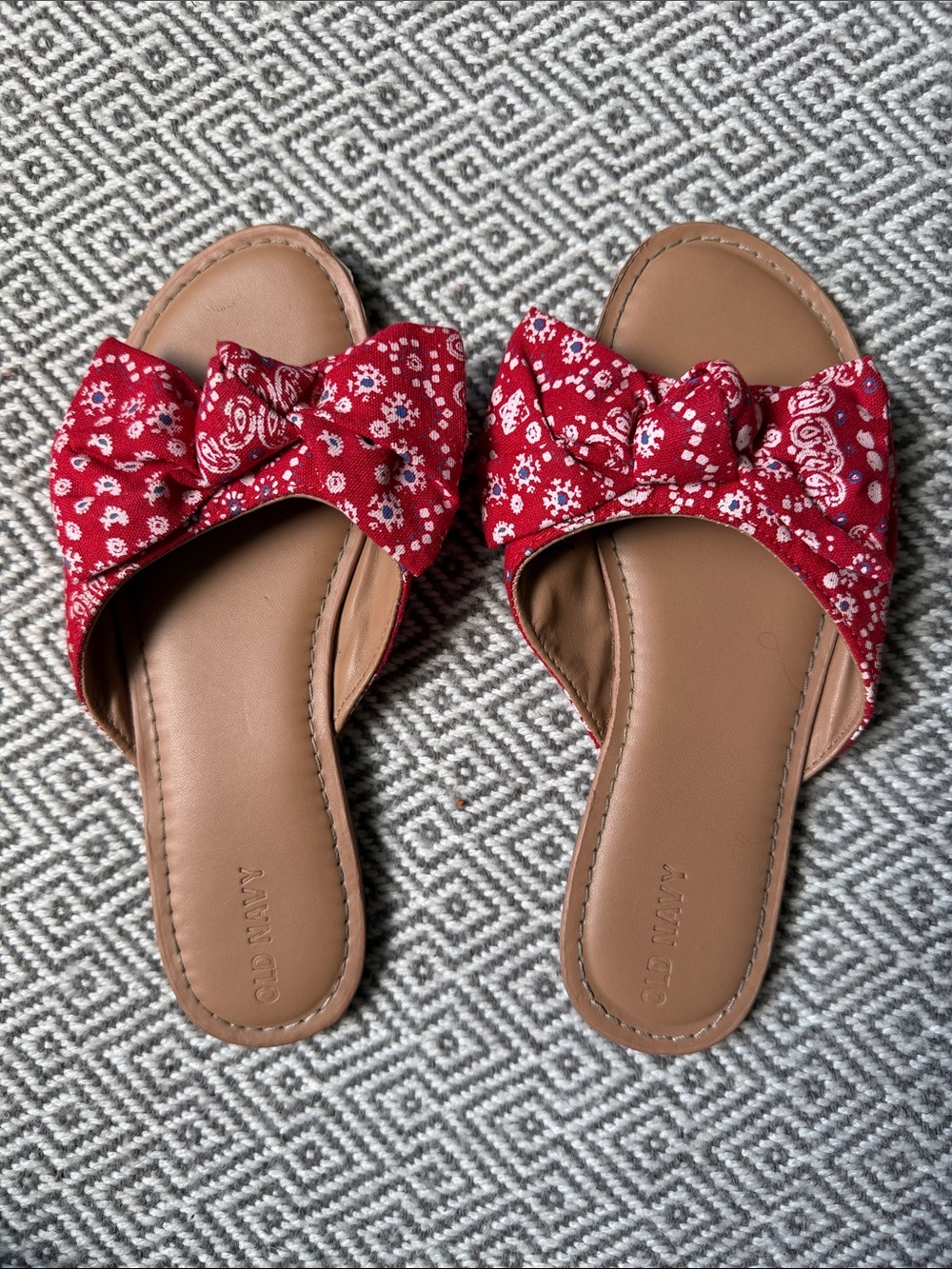 Old Navy Kids Red Bandana Bow Slide Mules